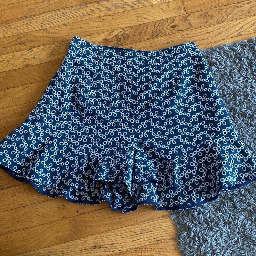 Keepsake Ruffle High Waisted Shorts Blue Size Small